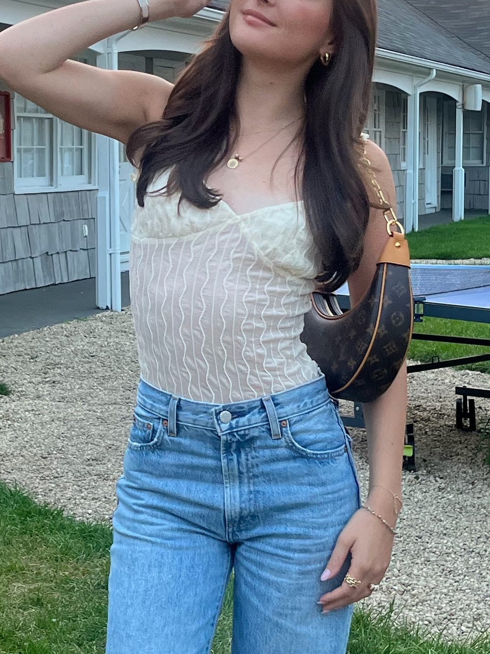Sheer Cream Mesh Cami Tank